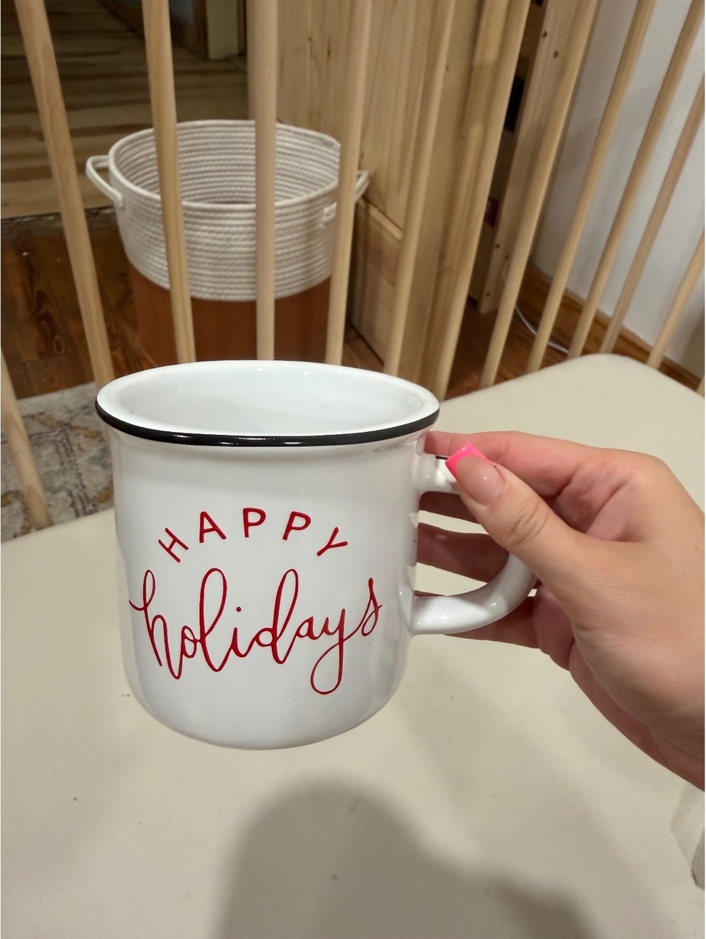 Happy Holidays enamel style mug